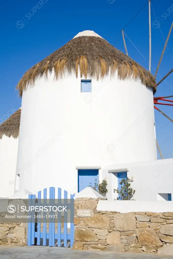Windmill in Mykonos Town, Island of Mykonos, Cyclades, Greece, Europe