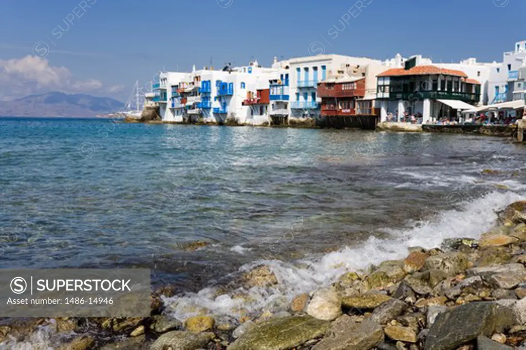 Little Venice District in Mykonos Town, Island of Mykonos, Cyclades, Greece, Europe