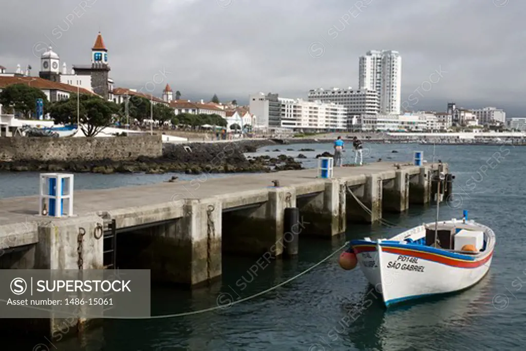 Fishing boat in Ponta Delgada Port, Sao Miguel Island, Azores, Portugal, Europe