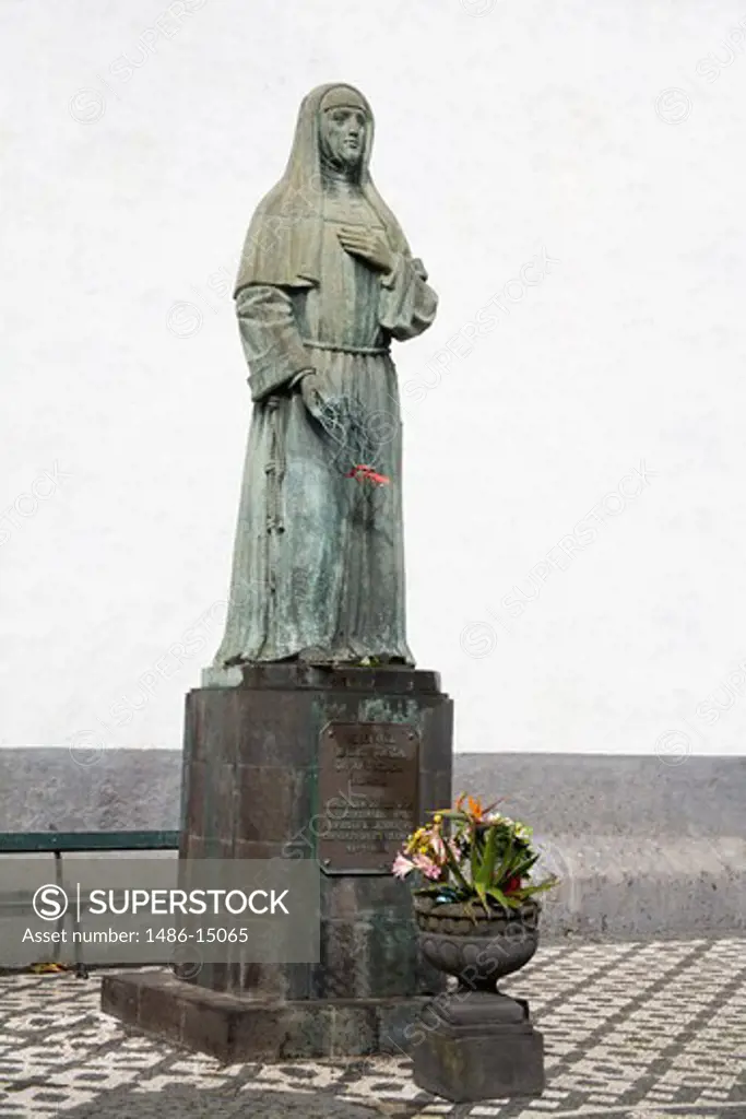 Statue of Teresa Da Anunciada (1658-1738) outside Convent of Esperanca, Ponta Delgada City, Sao Miguel Island, Azores, Portugal, Europe