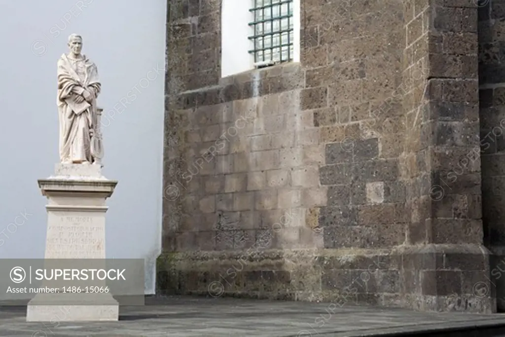Statue outside the Main Church, Ponta Delgada City, Sao Miguel Island, Azores, Portugal, Europe