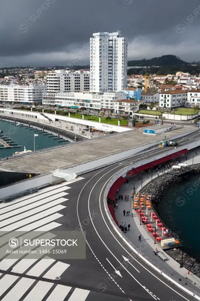 Waterfront in Ponta Delgada City, Sao Miguel Island, Azores, Portugal, Europe
