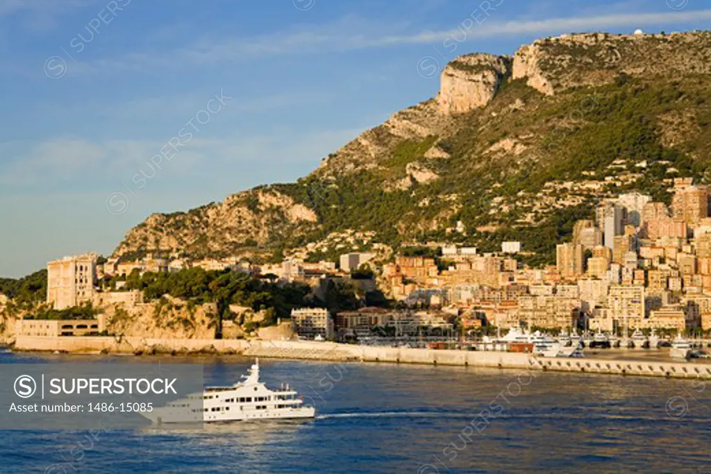 Yacht leaving Port de Monaco, Monte carlo City, Monaco, Europe