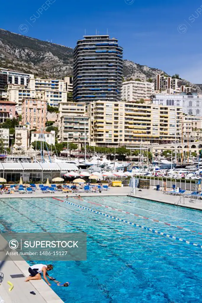 Swimming pool in La Condamine area, Monte Carlo, Monaco, Europe