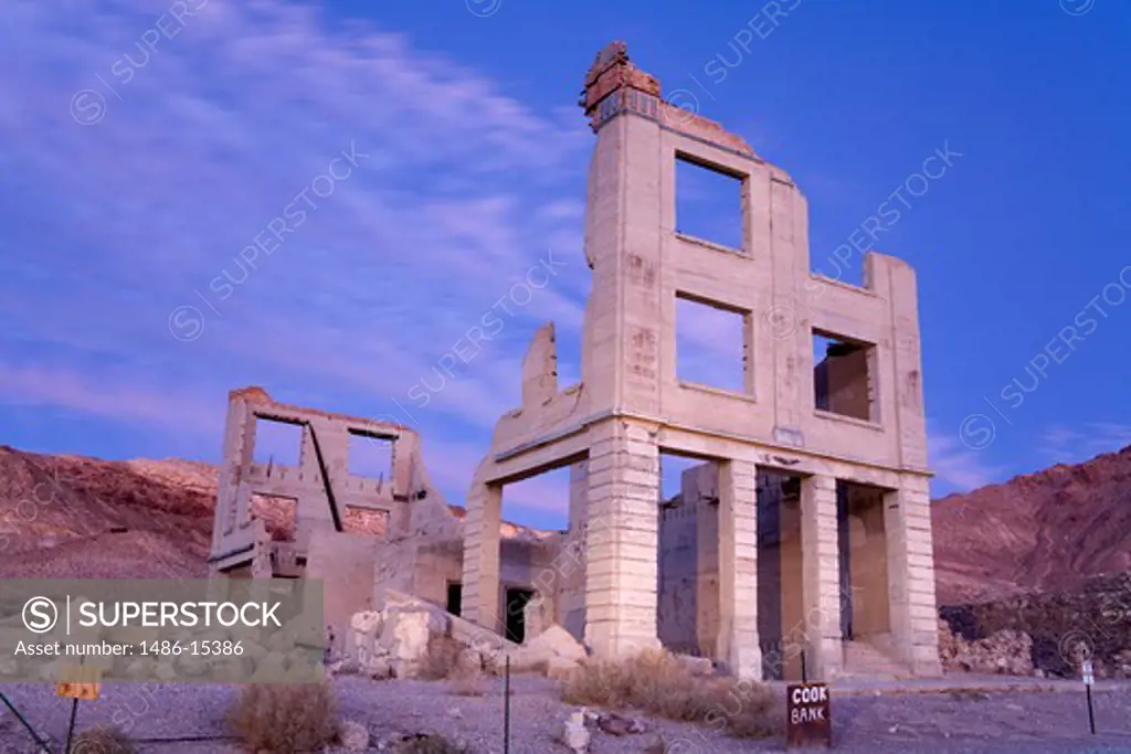 Cook Bank in the Rhyolite ghost town, Beatty, Nevada, USA, North America