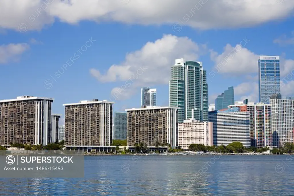 Miami skyline viewed from Key Biscayne, Miami, Florida, USA