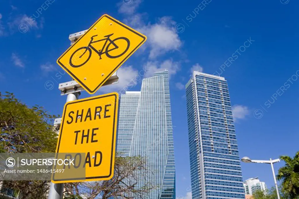 Road sign on Brickell Avenue, Miami, Florida, USA