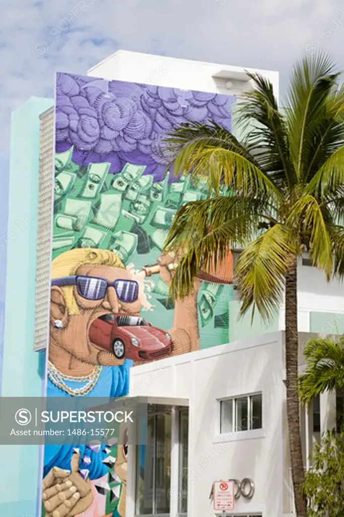 Mural on Collins Avenue, Miami Beach, Florida, USA