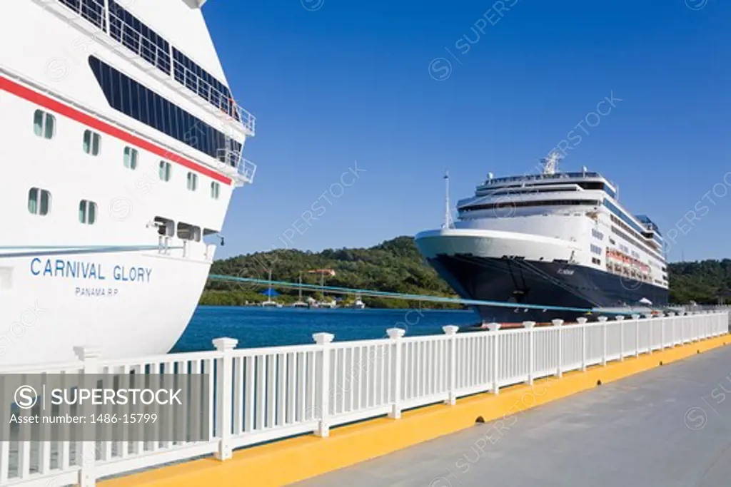 Cruise ships in Mahogany Bay Cruise Center, Roatan Island, Honduras