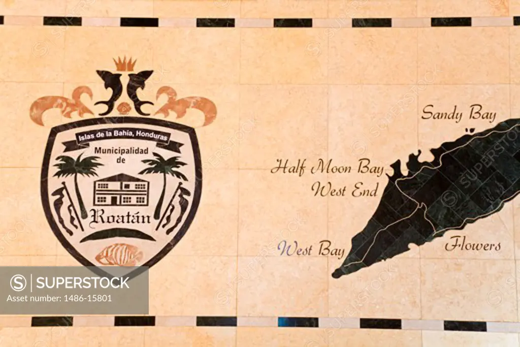 Map of Roatan in the Mahogany Bay Cruise Center, Roatan Island, Honduras