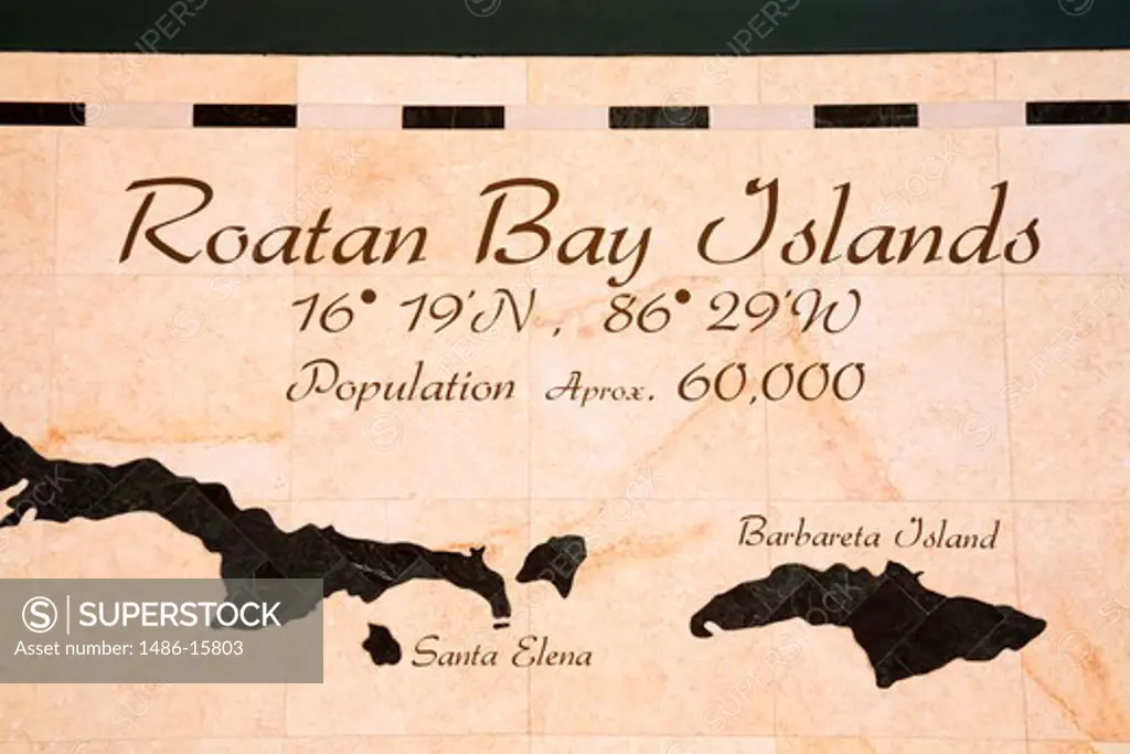 Map of Roatan in the Mahogany Bay Cruise Center, Roatan Island, Honduras