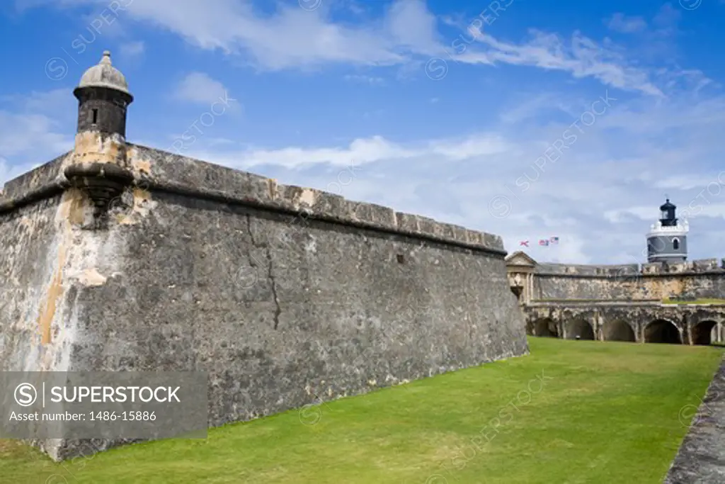 Castillo San Felipe del Morro with El Morro Lighthouse in the background, Old San Juan, San Juan, Puerto Rico