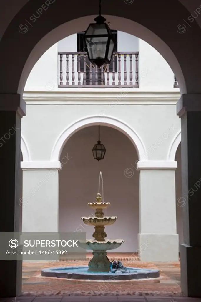 Fountain in a colonial building, Old San Juan, San Juan, Puerto Rico