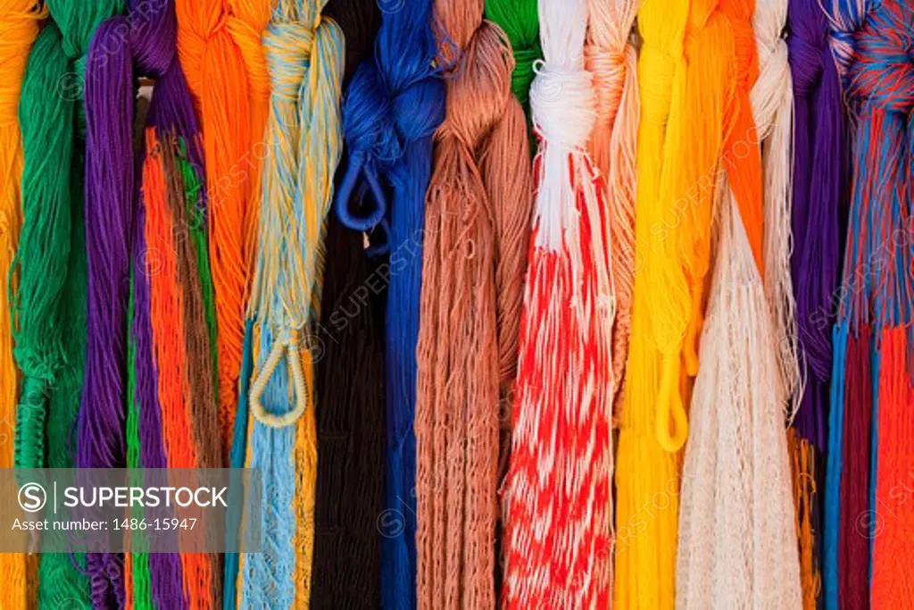 Mexico, Quintana Roo, Costa Maya port, Wool for sale