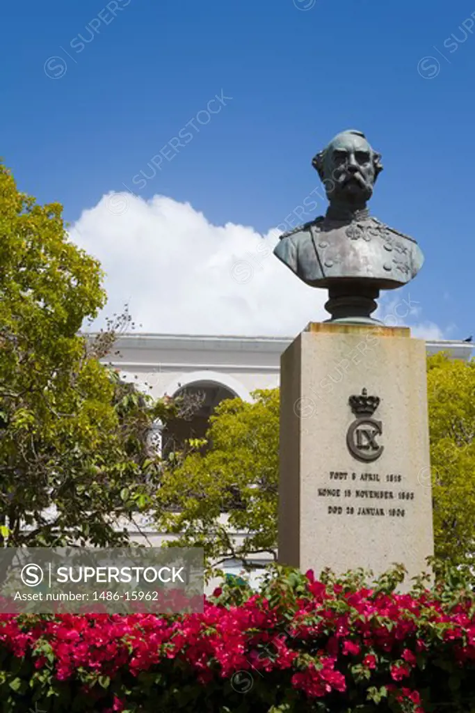United States Virgin Islands, Caribbean , St. Thomas Island,  Charlotte Amalie City, Bust of Danish King Christian in Emancipation Park