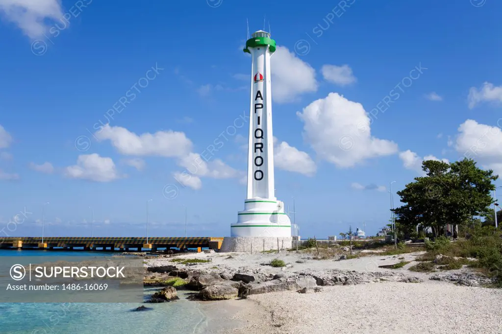Lighthouse at the coast, Caletita Lighthouse, Cozumel, Quintana Roo, Yucatan Peninsula, Mexico