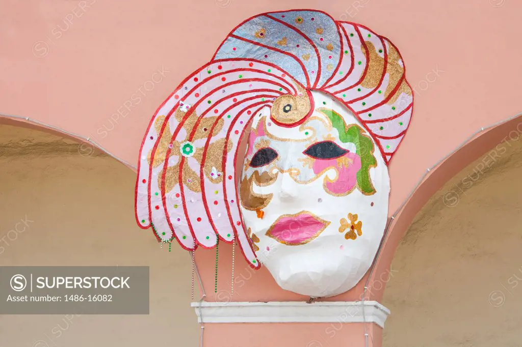 Mardi Gras mask on Cozumel Island Museum, Quintana Roo, Yucatan Peninsula, Mexico