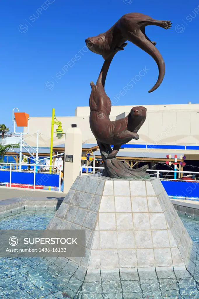Fountain at an amusement park, Texas State Aquarium, North Beach, Corpus Christi, Texas, USA