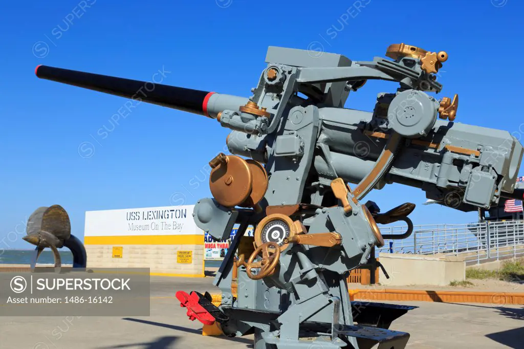 Heavy artillery at a museum, USS Lexington Museum, North Beach, Corpus Christi, Texas, USA