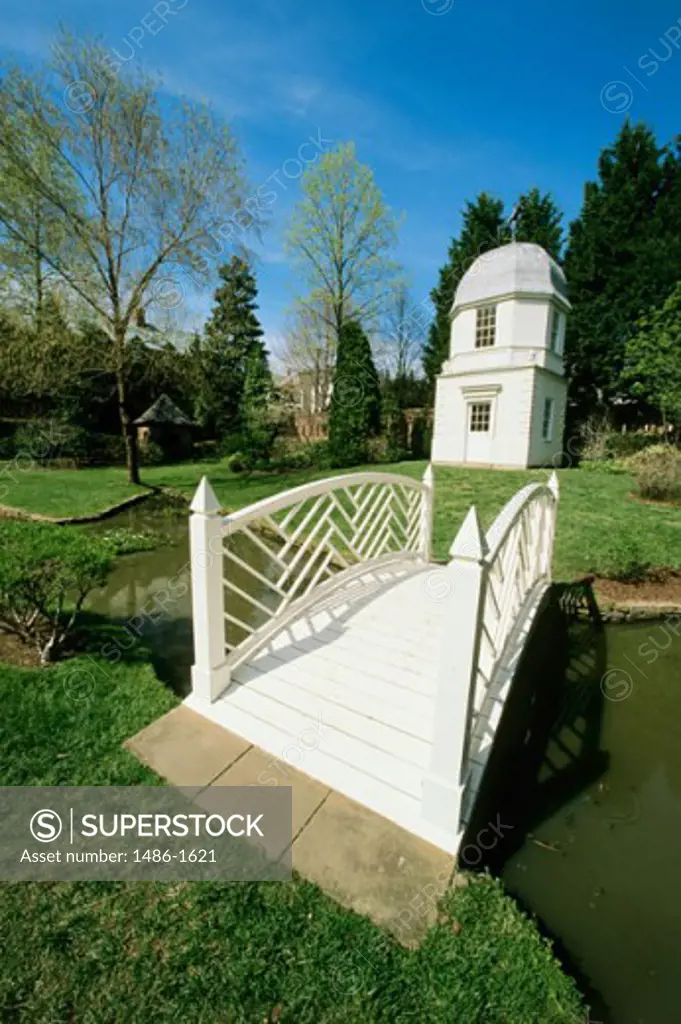 Bridge in front of a house, William Paca House and Gardens, Annapolis, Maryland, USA