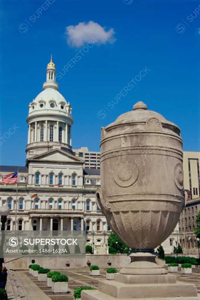 Low angle view of City Hall, Baltimore, Maryland, USA