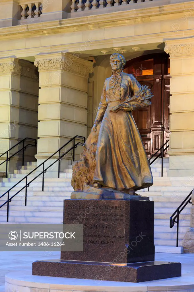 USA, Wyoming, Cheyenne, Esther Hobart Norris statue at State Capitol