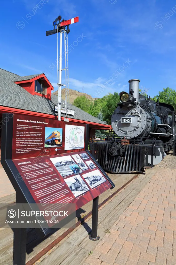USA, Colorado, Golden, Locomotive at Colorado Railroad Museum