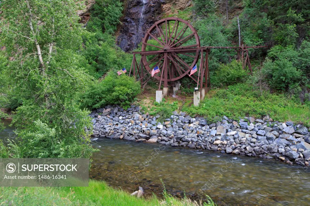 USA, Colorado, Idaho Springs, Charlie Tayler Waterwheel on Clear Creek