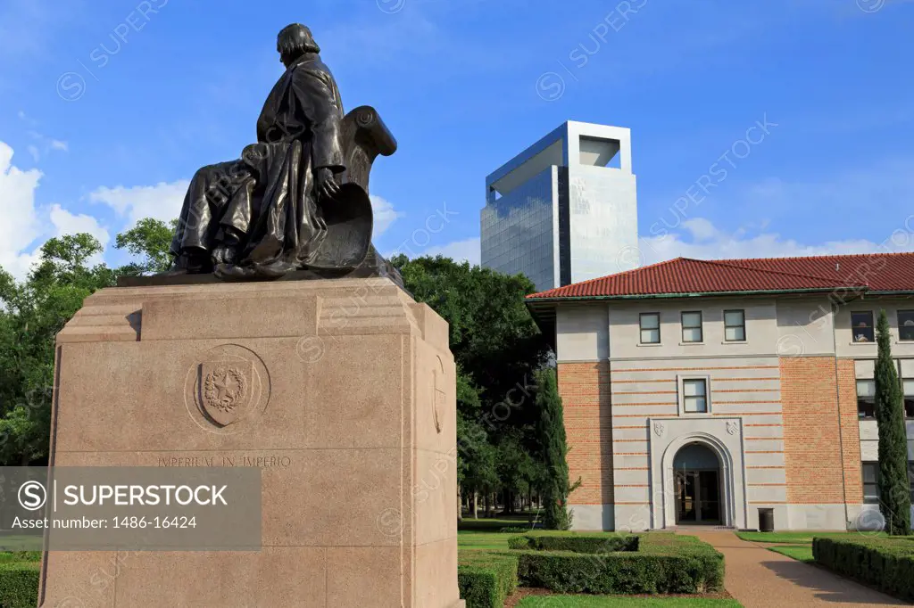 USA, Texas, Houston, William Marsh Rice statue in Rice University, Uptown District