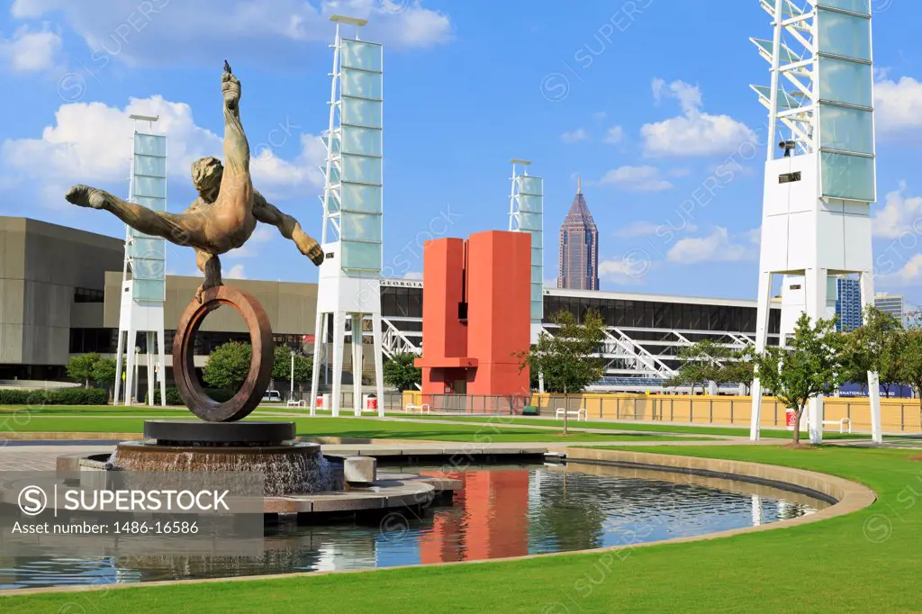 USA, Georgia, Atlanta, Flair Across America sculpture by Richard MacDonald, Georgia World Congress Center