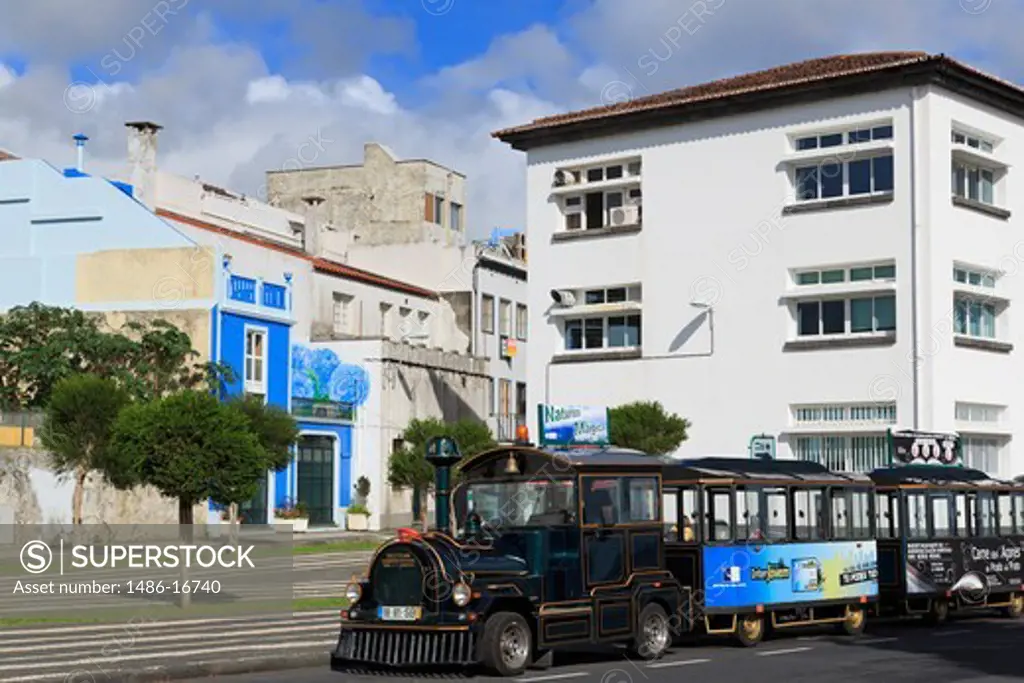 Tourist train at Avenida Infante D. Henrique, Ponta Delgada, Sao Miguel, Azores, Portugal