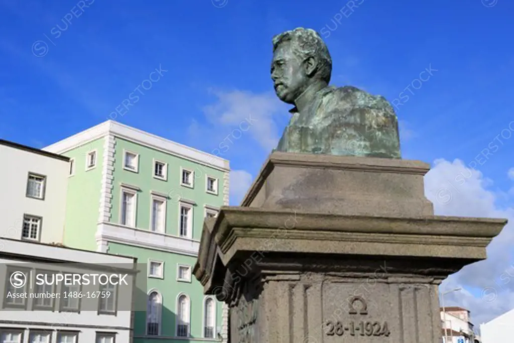Bust of Teofilo Braga at Ponta Delgada, Sao Miguel, Azores, Portugal