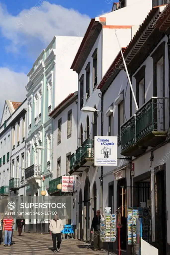 Buildings along Dr. Gil Mont Alverne Street, Ponta Delgada, Sao Miguel, Azores, Portugal