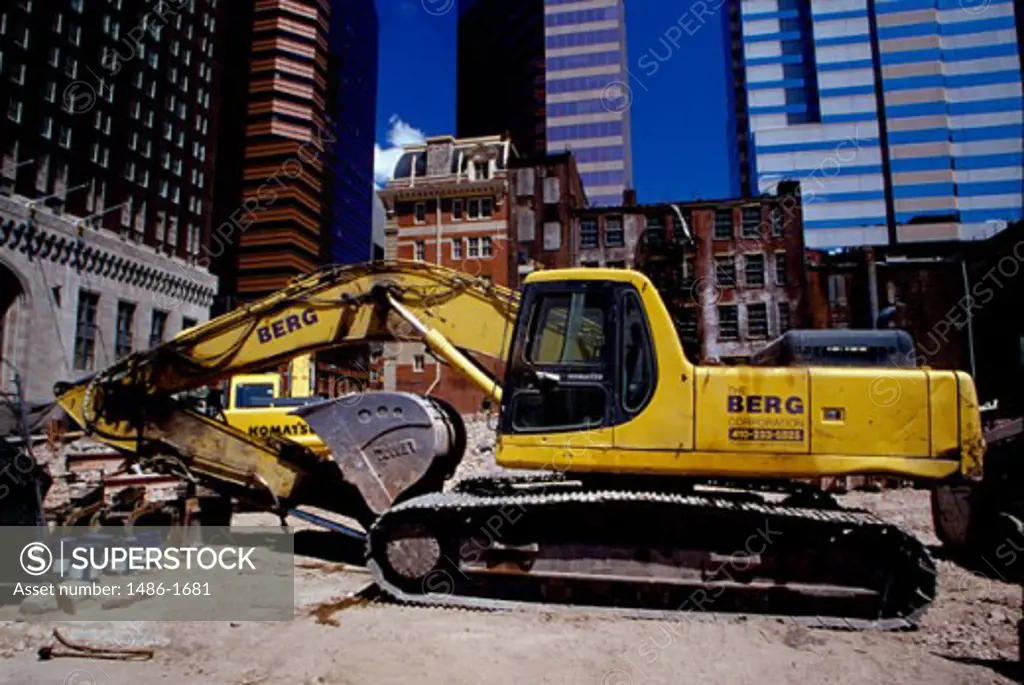 Earth mover at a construction site, Baltimore, Maryland, USA