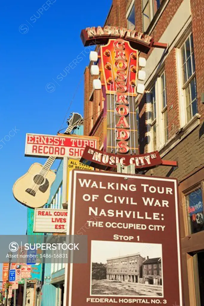 Music store on Broadway Street, Nashville, Tennessee, USA