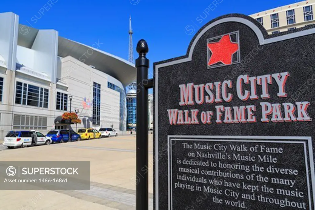 Signboard at Walk of Fame Park, Nashville, Tennessee, USA