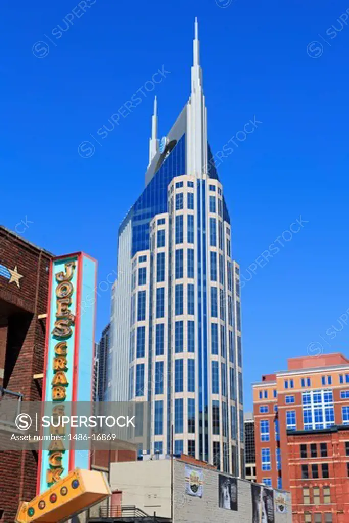 Low angle view of the AT&T Building, 333 Commerce Street, Nashville, Tennessee, USA