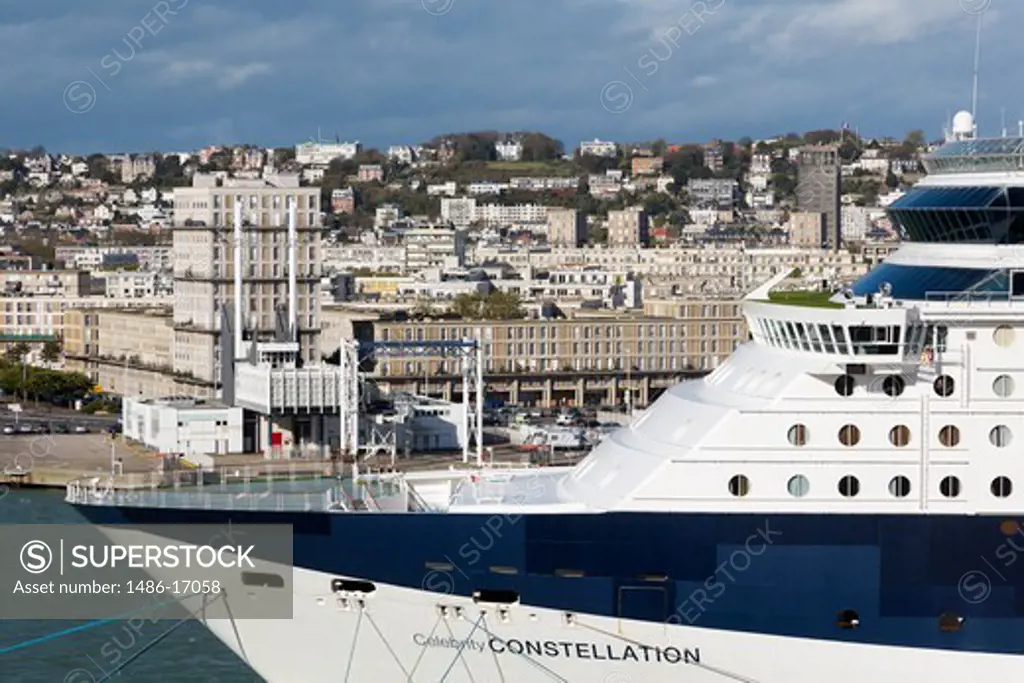Cruise ship in the sea, Le Havre Port, Normandy, France
