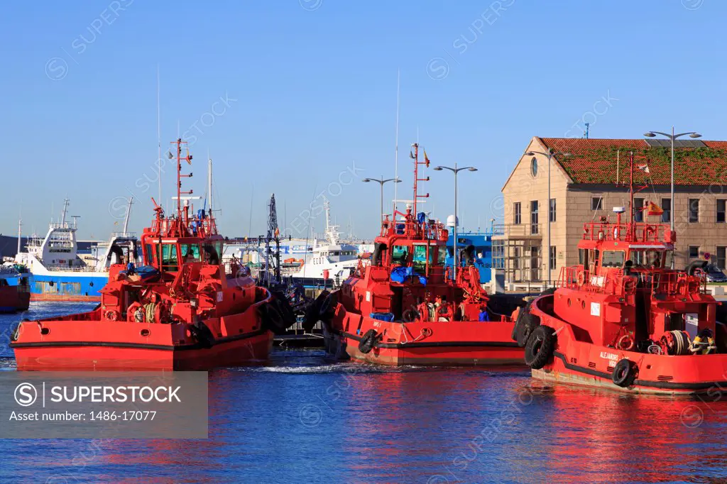 Tugboats at the port of Vigo, Galicia, Spain