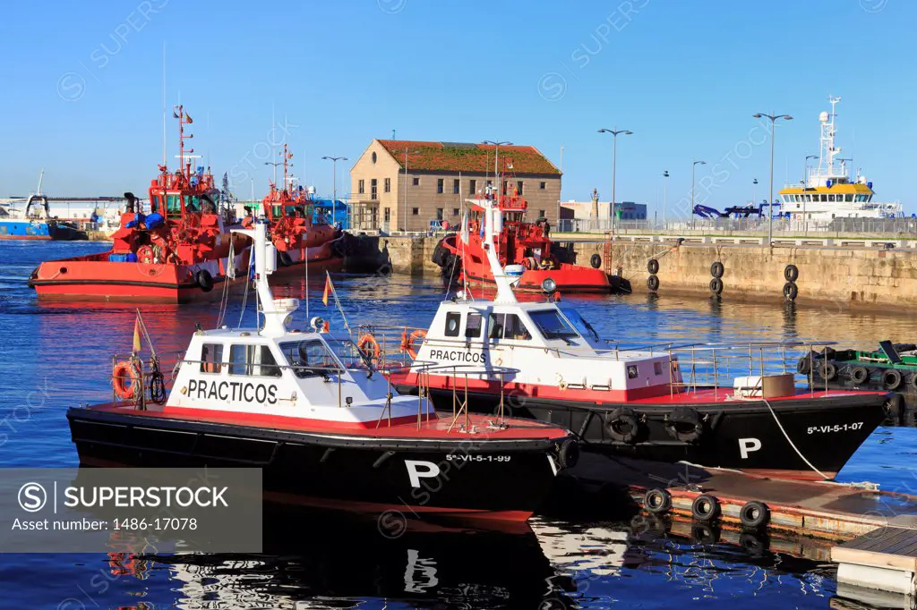 Tugboats and Pilot Boats at the port of Vigo, Galicia, Spain