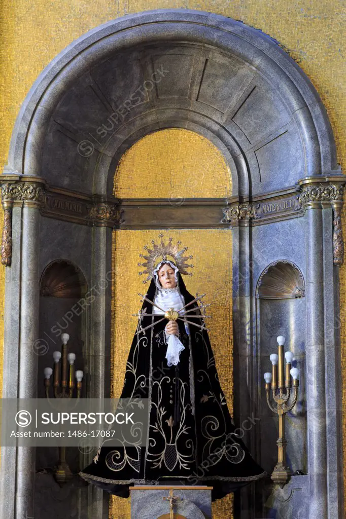 Statue of virgin Mary at Santa Maria Cathedral, Vigo, Galicia, Spain