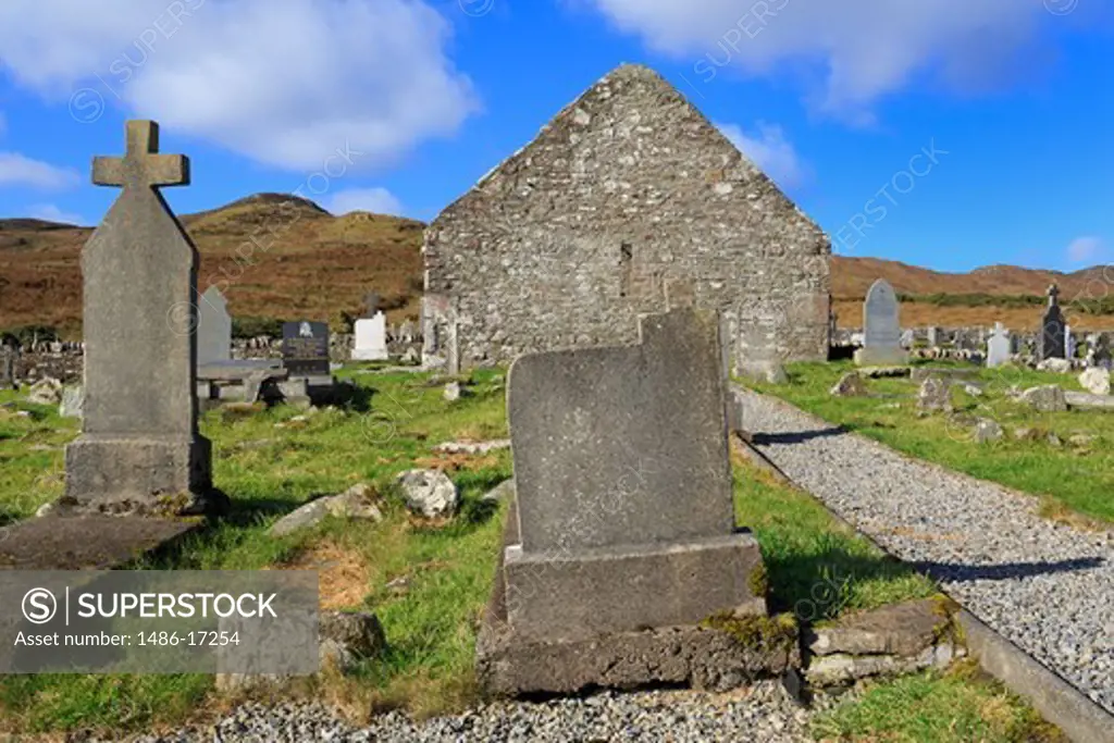 Ireland, Connaught, County Mayo, Achill island, Kildownet Cemetery