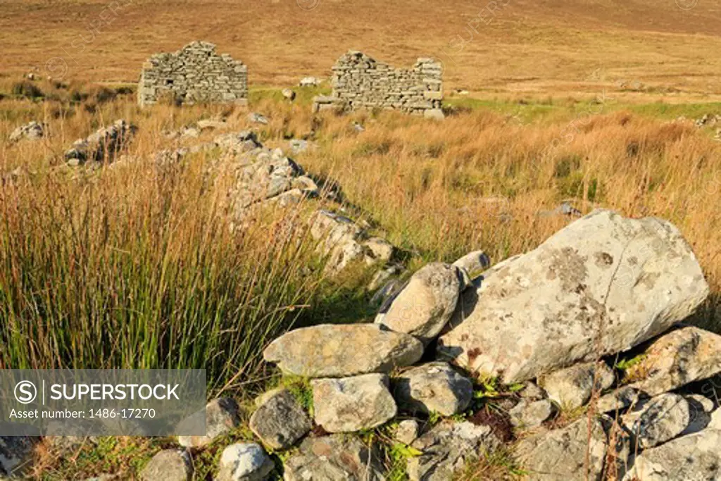 Ireland, Connaught, County Mayo, Achill island, Deserted Village ruins