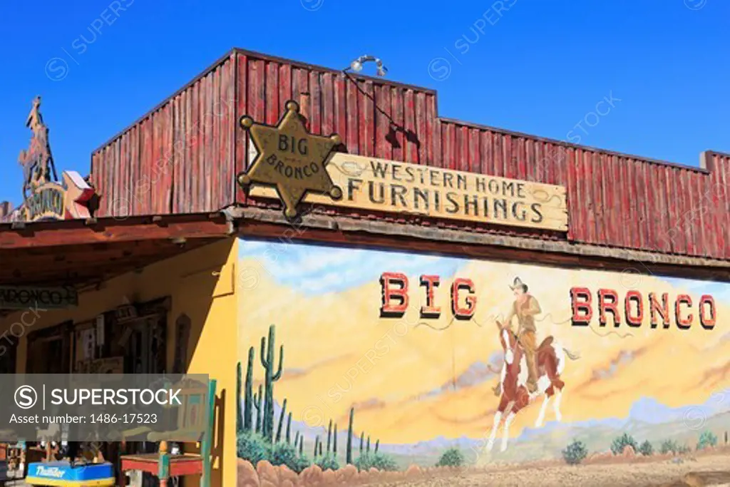 USA, Arizona, Cave Creek, Facade of Big Bronco Western Store