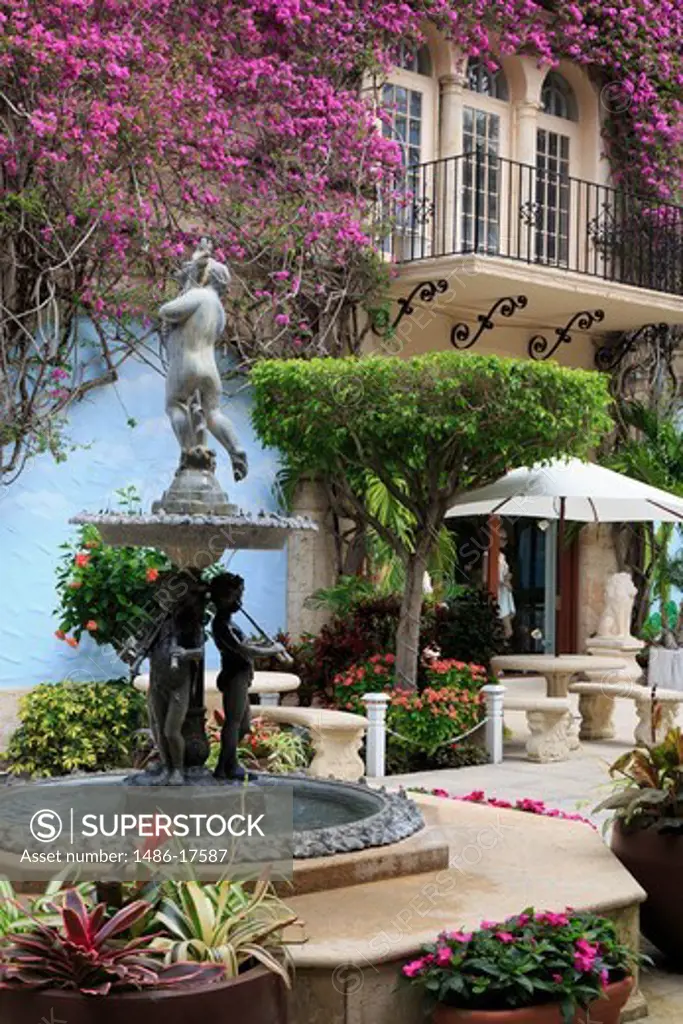 Courtyard fountain on Worth Avenue,Palm Beach,Florida,USA,North America
