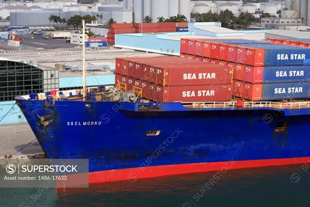Container ship in Port Everglades,Fort Lauderdale,Florida,United States,North America