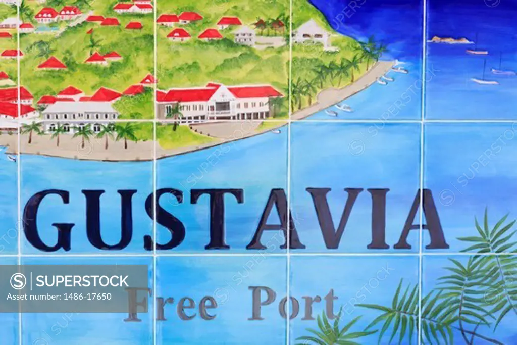 Tile map of Gustavia,Saint Barts,Caribbean