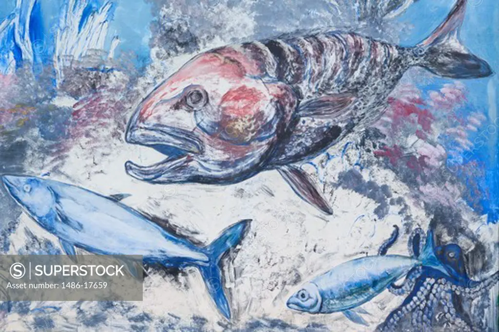 Fish Market mural in Castries,St. Lucia,Caribbean