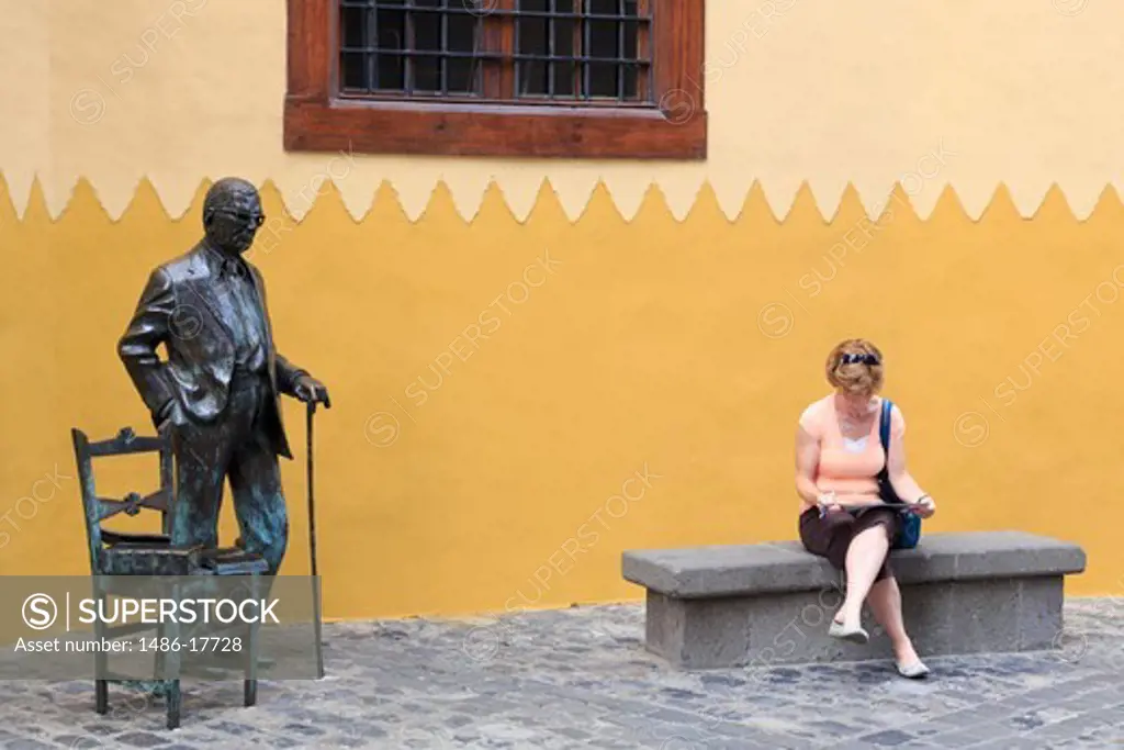 Nestor Alamo statue at Casa de Colon Museum,Vegueta District,Las Palmas City, Gran Canaria Island,Canary Islands,Spain,Europe