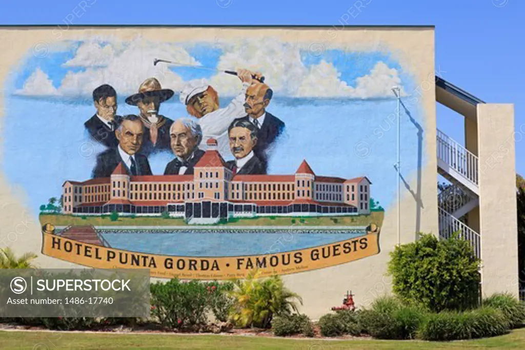 History mural in Punta Gorda, Charlotte County, Florida, USA